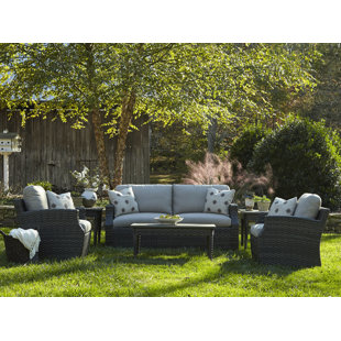 KLAUSSNER FURNITURE Cascade Wicker 4 - Person Outdoor Seating Group with Sunbrella Cushions