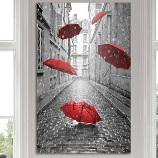 PICTURE PERFECT INTERNATIONAL 'Five Umbrellas' Graphic Art on Wrapped Canvas