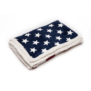 CHANASYA US Flag Print Super Soft Sherpa Throw Blanket