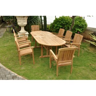 ARLMONT & CO. Kia 8 - Person Oval Teak Outdoor Dining Set with Cushions