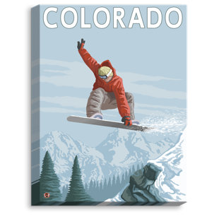 DIANOCHE DESIGNS Colorado Snowboarder On Canvas by Lantern Press Print