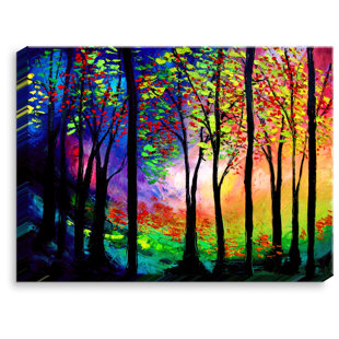 DIANOCHE DESIGNS Autumn Eve II Trees On Canvas by Aja Ann Print