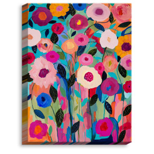 DIANOCHE DESIGNS 'Autumn Splendor Flowers' by Carrie Schmitt Painting Print on Wrapped Canvas
