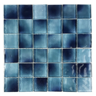 ABOLOS Watermarks 2 in. x 2 in. Textured Glass Straight Edge Square Mosaic Wall & Pool Tile