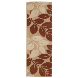 PLYMOUTH HOME Large Leaves Beige/Brown Area Rug