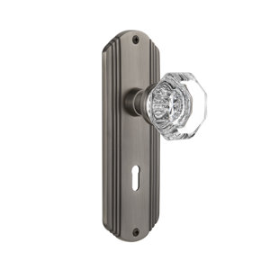 NOSTALGIC WAREHOUSE Clear Crystal Waldorf Privacy Door Knob with Keyhole Deco Long Plate