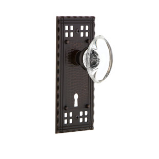 NOSTALGIC WAREHOUSE Crystal Oval Privacy Door Knob with Keyhole Craftsman Long Plate