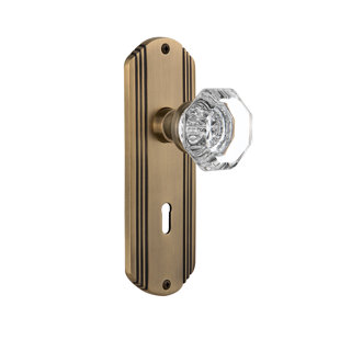 NOSTALGIC WAREHOUSE Clear Crystal Kraus Passage Door Knob with Keyhole Deco Long Plate