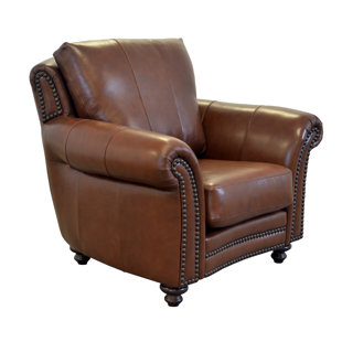 WESTLAND AND BIRCH Clinton 46" Wide Top Grain Leather Club Chair