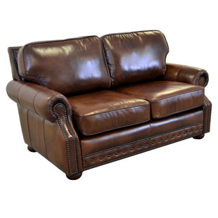 WESTLAND AND BIRCH Middleton 72" Genuine Leather Rolled Arm Loveseat