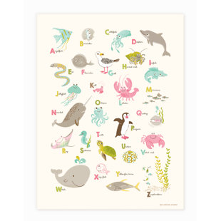 SEA URCHIN STUDIO Ocean Sea Alphabet Graphic Art in Pink