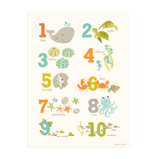 SEA URCHIN STUDIO Ocean Sea Numbers Graphic Art in Orange