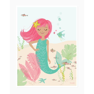 SEA URCHIN STUDIO Deep Sea Cutie Mermaid Graphic Art in Pink