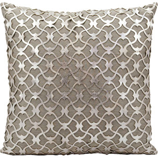 MINA VICTORY Damask Leather/Suede Throw Pillow