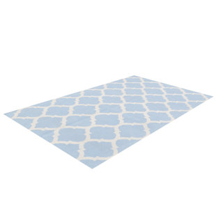 CANORA GREY Hayden Handmade Kilim Wool Light Blue Rug