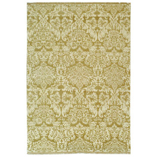 MARTHA STEWART RUGS Damask Hand Knotted Yellow/Brown Rug
