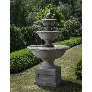 CAMPANIA INTERNATIONAL Monteros Concrete Garden Terrace Cast Stone Fountain