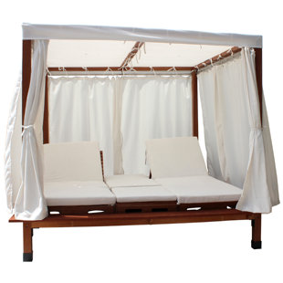 LEISURE SEASON Cabana Sun Lounger Set with Cushions and Table