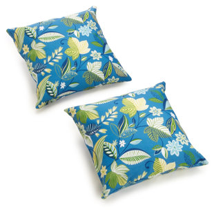 BLAZING NEEDLES Indoor/Outdoor Reversible Throw Pillow (Set of 2)