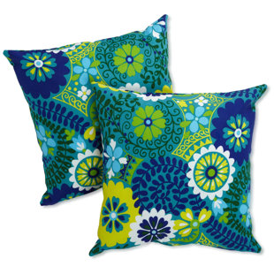BLAZING NEEDLES Indoor/Outdoor Reversible Throw Pillow (Set of 2)