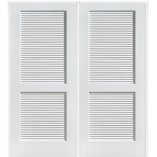 VERONA HOME DESIGN Louvered Manufactured Wood Louver Interior Door Down Hinge Standard Door