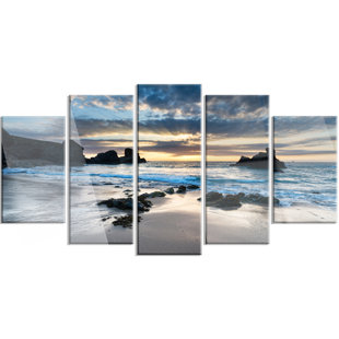 DESIGN ART 'Beautiful Porthcothan Bay' 5 Piece Photographic Print on Metal Set