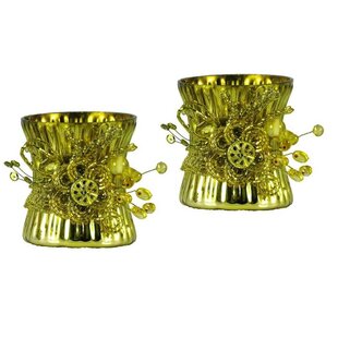 GOLDEN HILL STUDIO 3.5'' H Mercury Glass Tabletop Votive Holder (Set of 2)