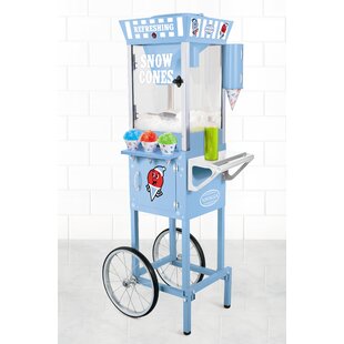 Nostalgia 54-Inch Tall Snow Cone Cart, Makes 72 Icy Treats, Includes Metal Scoop, 2 Syrup Bottles, 100 Paper Cups/Spoons, Storage Compartment, Wheels For Easy Mobility