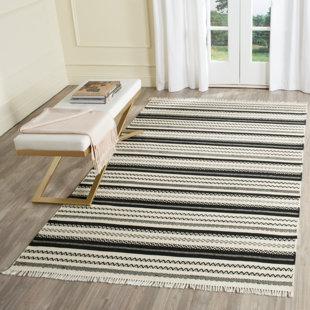 DAKOTA FIELDS Liara Handmade Flatweave Ivory/Black Rug