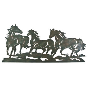 DE LEON COLLECTIONS Wild Mustang Running Horses Metal Wall Décor