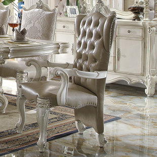 A&J HOMES STUDIO Tufted Upholstered King Louis Back Arm Chair