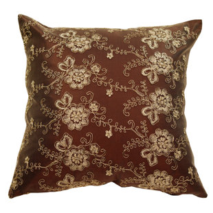 VIOLET LINEN Swiss Embroidered Throw Pillow