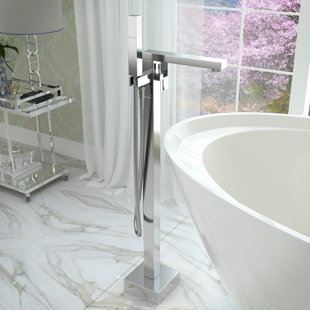 ANZZI 2 Handle Floor Clawfoot Tub Faucet with Diverter