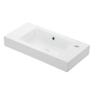 WS Bath Collections Minimal Ceramic 14.2'' White Ceramic Rectangular Bathroom Sink with Overflow