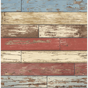 BEACHCREST HOME Kiana Scrap 10.05m x 52cm Wood Roll Wallpaper