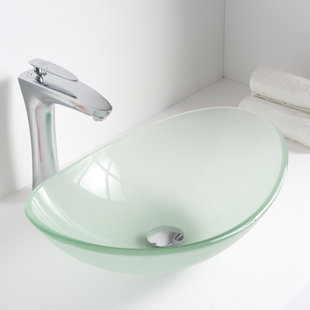 ANZZI Forza 14.5'' Lustrous Frosted Tempered Glass Oval Bathroom Sink