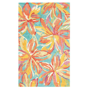 COMPANYC Petaluma Floral Hand Hooked Orange/Yellow/Blue Area Rug