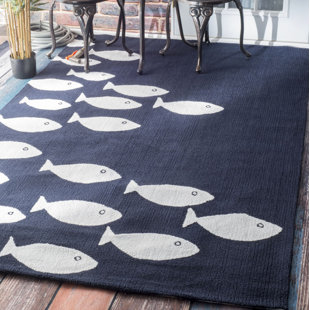 HIGHLAND DUNES Winon Navy Indoor/Outdoor Area Rug