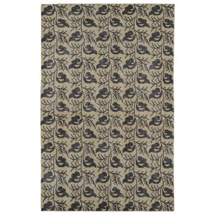 KALEEN Restoration Oriental Hand-Knotted Wool Beige/Black Area Rug