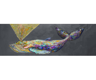GREENBOX ART 'Jewel Whale Spray' - Wrapped Canvas Panoramic Print