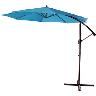 LB INTERNATIONAL 10' Hand Crank and Tilt Outdoor Patio Off Set Market Umbrella