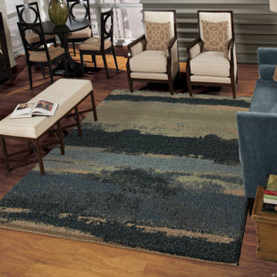 THE CONESTOGA TRADING CO. Conestoga Canyon Abstract Steel Blue Stain Resistant Area Rug