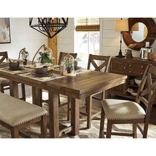 GRACIE OAKS Hannalise Extendable Trestle Dining Table