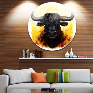 DESIGN ART 'Fierce Bull Illustration' Graphic Art Print on Metal