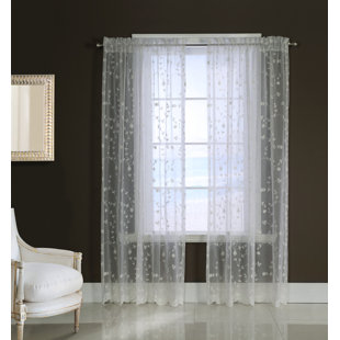 AUGUST GROVE® Meriwether Floral Sheer Rod Pocket Single Curtain Panel