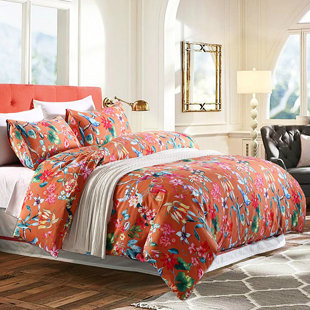 SWEETY PIE INC Asian Inspired Sateen Floral Duvet Cover Set