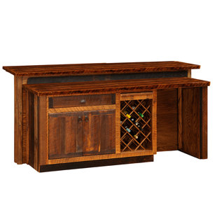 FIRESIDE LODGE Artisan Barnwood 7-foot Bar with Standard Cabinet - Artisan Top - Refrigerator Opening on Left