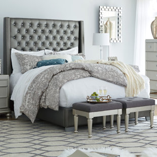 MERCER41 Cerf Solid Wood Upholstered Low Profile Standard Bed