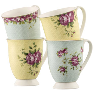 BELLEEK HOME Archive Rose 4 Piece Mug Set