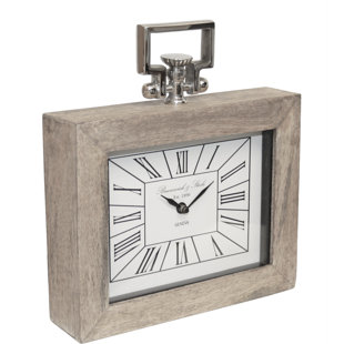 BRAMBLY COTTAGE 30cm Table Clock for Bedroom Furniture, Wood and Glass Small Table Clock